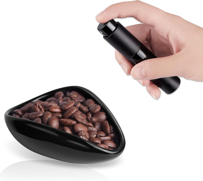 FEUNLEM Coffee Bean Dosing Cup and Spray Bottle Set - Ceramic Espresso Accessories Kit, 8ml Static Reducing Sprayer for Cafe, Home Use | Barista-Approved Dosing Tools (Black) - Image 1